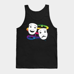 Comedy and Tragedy Drama Masks with Rainbow Stars Tank Top